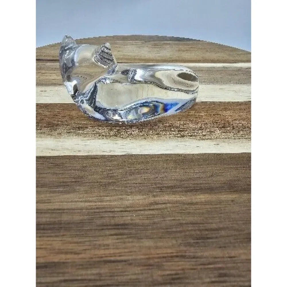 Val St.‎ Lambert France Crystal Cat Figurine Signed By De Sousa Sleeping Kitty